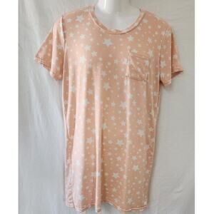 Real Essentials  Short Sleeved Sleep Shirt with pocket Women's  Size Lg